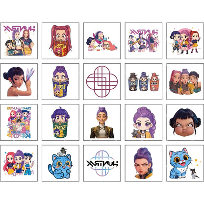 20-25pcs Rumi KPop Demon Hunters Temporary Tattoo Stickers – Cute Cartoon Waterproof Tattoos, Fun Party Gift Ideas