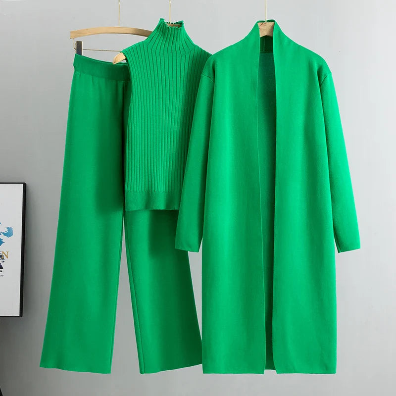 Women’s 3-Piece Tracksuit Set – Solid Tank Top, Pants & Coat, Fashionable Casual Outfit for Women