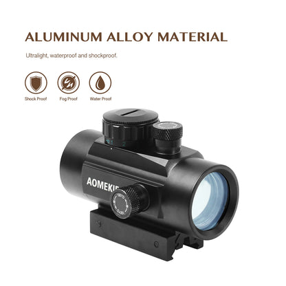 AOMEKIE Riflescope Airsoft Red Dot Sight — 1X 30mm FMC Lens with 22mm/11mm Rail Mount