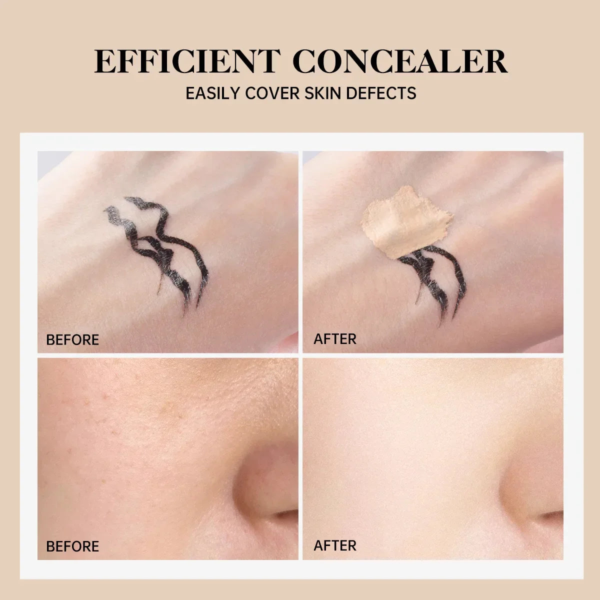 Waterproof Liquid Concealer Foundation – Full Coverage Cream for Acne, Scars, Dark Circles & Face Makeup Base