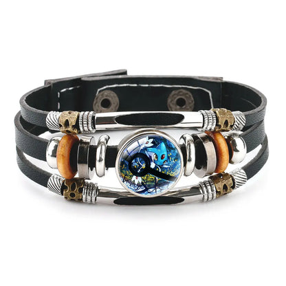 20cm Pikachu Mega Stone Cowhide Bracelet – Anime Cosplay Adjustable Wristband with Glass Cabochon