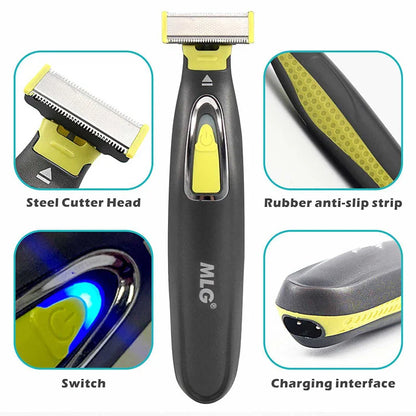 MLG Portable Electric Shaver for Men & Women – Full Body USB Trimmer with T-Shaped Blade, Washable Razor