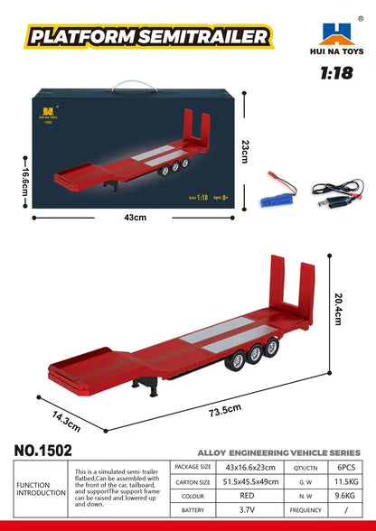 Huina 770S Remote Control Engineering Car — Genuine Alloy Trailer Head Model, 4WD Toy for Kids, Ratio 501D