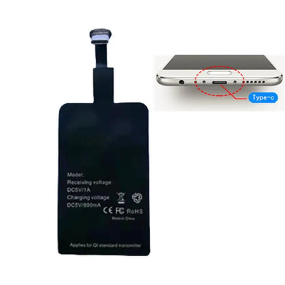 Type-C Wireless Charging Receiver Patch – Universal Android Fast Charging Adapter for Mobile Phones, Slim USB-C Receiver Sticker