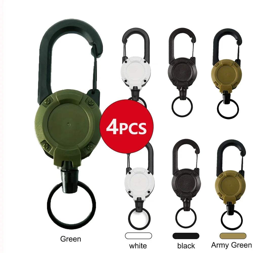 1/2/4PCS Retractable Keychain Badge Reel – Heavy Duty Extendable Holder with Carabiner for Men’s Outdoor Bags