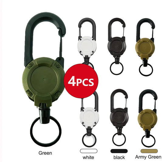 1/2/4PCS Retractable Keychain Badge Reel – Heavy Duty Extendable Holder with Carabiner for Men’s Outdoor Bags