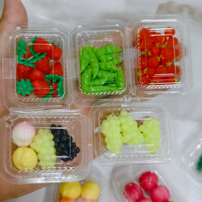 1/6 Miniature Dollhouse Fruit Set – Mini Peach & Grape with Box for Blythe, OB11, BJD Dolls