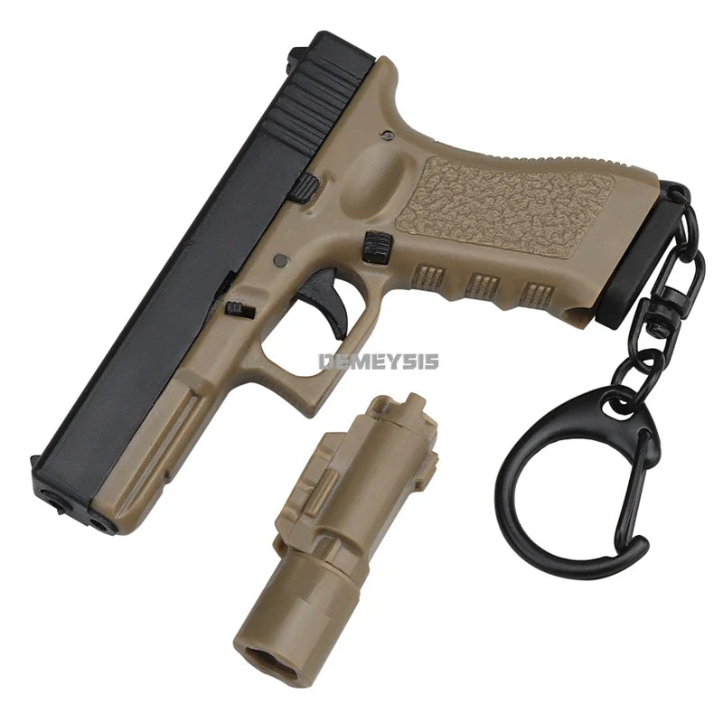 Tactical Mini Pistol Keychain - P320 G17 Gun Shape Detachable Key Ring Realistic Model Toy Decoration