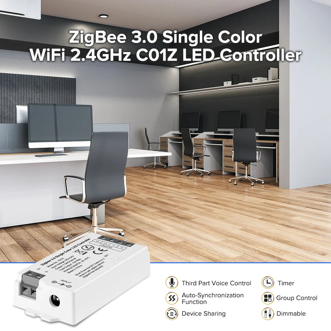 Zigbee 3.0 WiFi LED Controller, PWM Dimmer RGB/RGBW/RGBCCT Strip Light Bridge Tuya Dual Mode Gateway, DC 5V–24V Smart Lighting Control