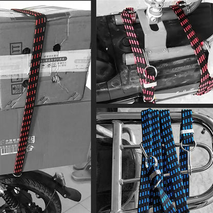 Motorcycle Elastic Luggage Rope with Hooks - Rubber Tie Cord for Bikes, Auto Roof Rack Strap Fixing Band