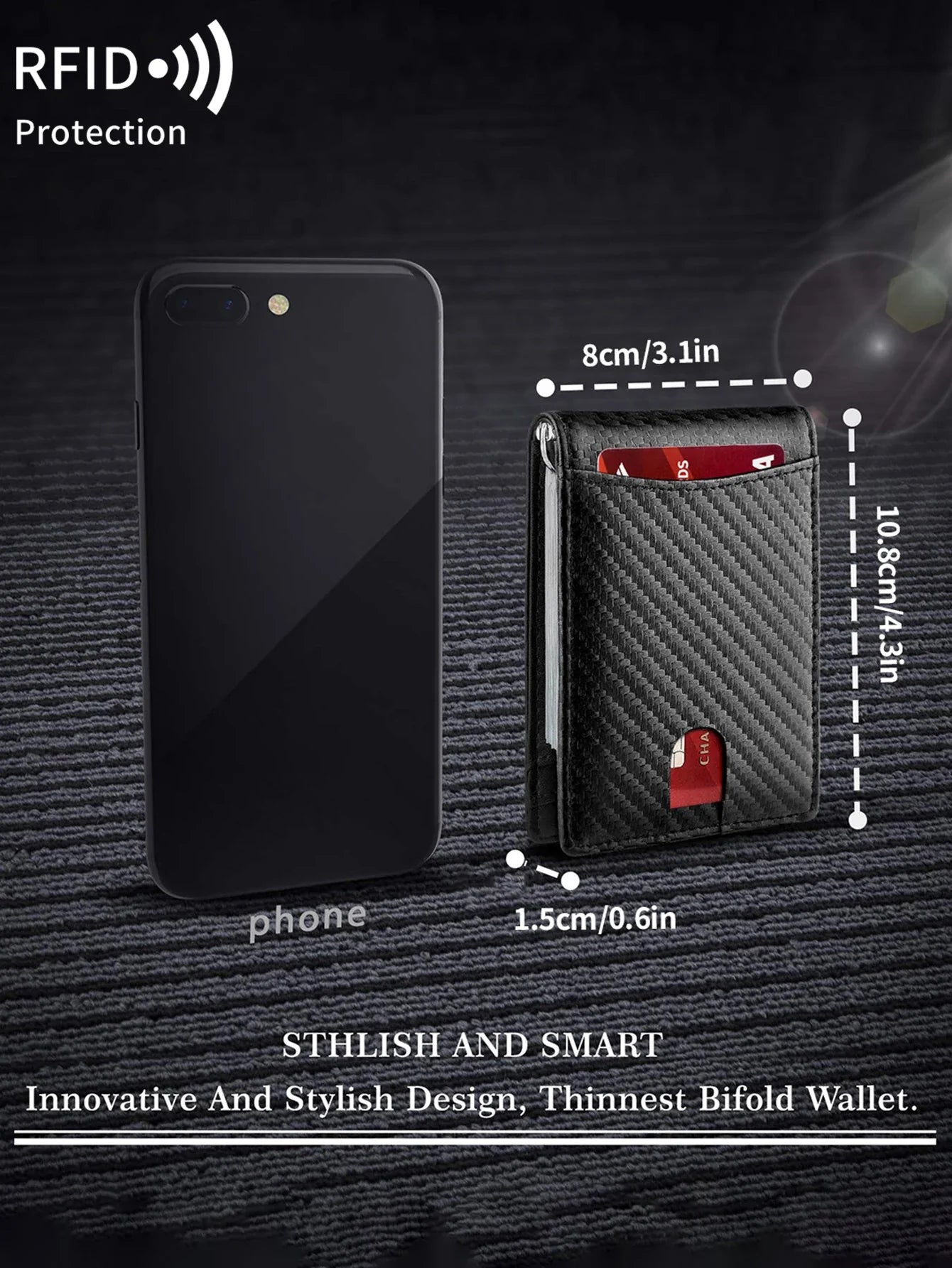 RFID Carbon Fiber Men’s Wallet — Ultra-Thin Mini Card Holder with 7 Slots