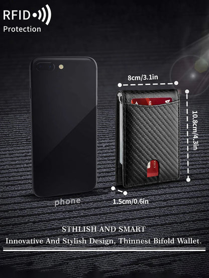 RFID Carbon Fiber Men’s Wallet — Ultra-Thin Mini Card Holder with 7 Slots