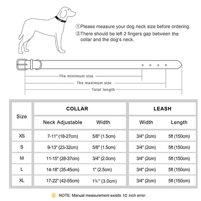Customized Leather Dog Collar & Leash Set – Soft Padded Adjustable Collar for Small, Medium & Large Dogs with Engraved Nameplate