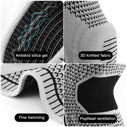 Silicone Knee Pads Strap – Patella & Meniscus Support Compression Brace for Running and Sports