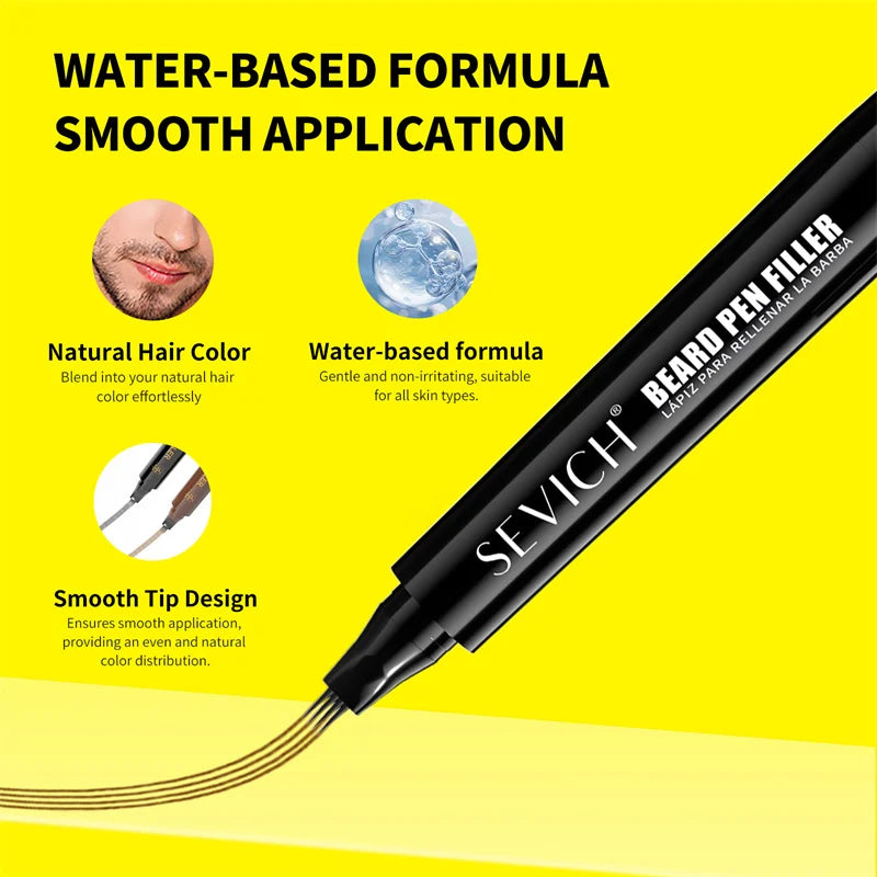 SEVICH Beard Filler Pen – Waterproof Black Fiber Beard Coloring & Enhancing Tool