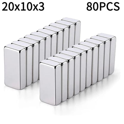 Super Strong Square Block Magnets Set - 20-100 PCS Powerful Neodymium Magnets for DIY & Refrigerator Use