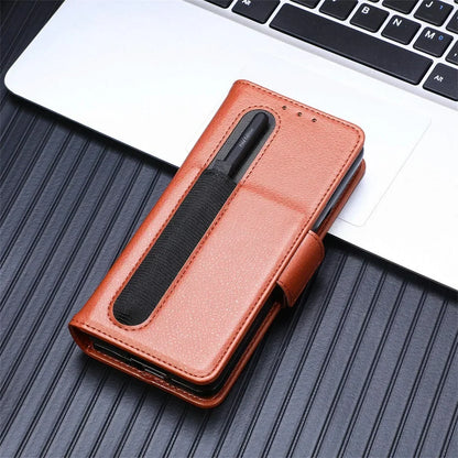 PU Leather Card Holder Case with Pen Slot for Samsung Galaxy Z Fold 6/5/4/3 – Slim Back Cover (No Pen)