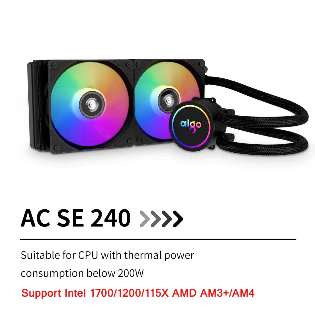 Aigo ACSE Water Cooling CPU Cooler – 120/240mm RGB Fan Liquid Heatsink Radiator for LGA 2066/2011/1151/1155/AM3+/AM4