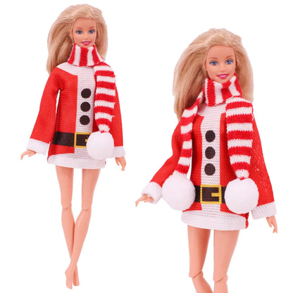Doll Christmas Sweater & Scarf – 11.8 Inch 1/6 BJD Doll Clothes Accessories for Girls