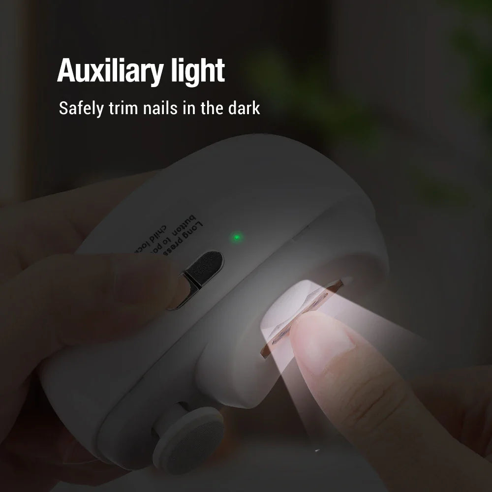 Rechargeable Electric Nail Clipper & Trimmer for Baby and Adult - Grinding, Polishing, and Automatic Manicure with LED Light