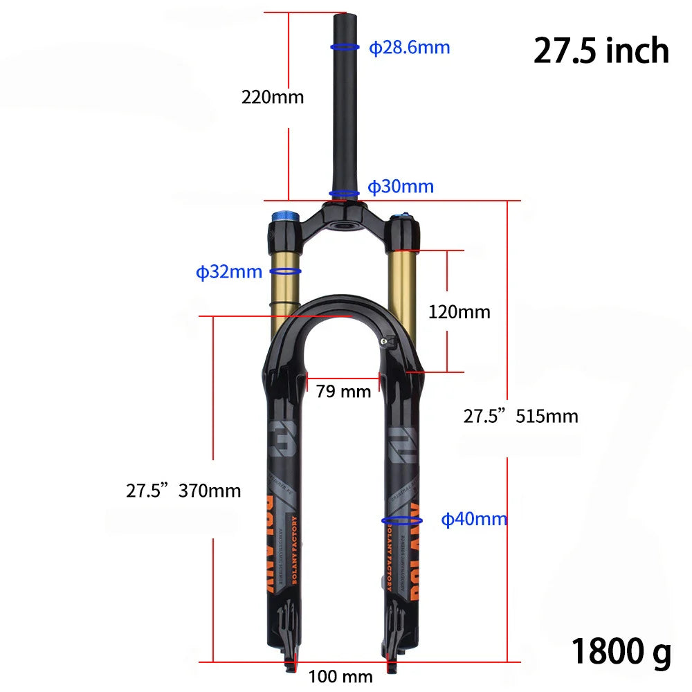 BOLANY Mountain Bike Fork – 29 Inch MTB Air Suspension, Shock Absorbing Fork for Downhill & MTB Bikes