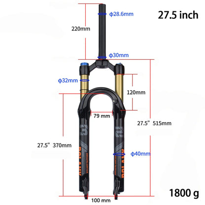 BOLANY Mountain Bike Fork – 29 Inch MTB Air Suspension, Shock Absorbing Fork for Downhill & MTB Bikes