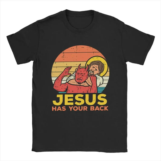Jesus Has Your Back Jiu Jitsu T-Shirt – Retro Christian Cotton Short Sleeve Tee for Men & Women, Plus Size Available