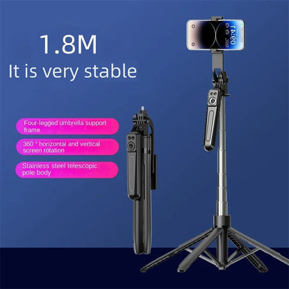 FANGTUOSI 180cm Wireless Selfie Stick Tripod – Phone Holder Stand with Bluetooth Shutter for Smartphones & Cameras