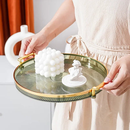 Round Acrylic Storage Tray - Coffee Table Tea Cup Organizer for Home Living Room and Aromatherapy Decor