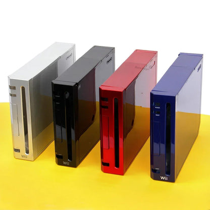 11 Colors Replacement Full Case Cover for Wii Game Console – Black, White, Blue, Transparent Housing Shell with Buttons & Retail Packing