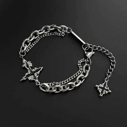 Men’s Dark Cross Bracelet - Stainless Steel Punk Chain Jewelry for Parties & Everyday Wear