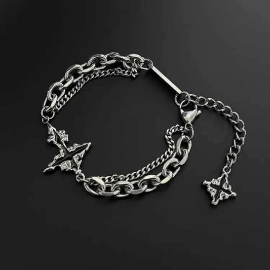 Men’s Dark Cross Bracelet - Stainless Steel Punk Chain Jewelry for Parties & Everyday Wear