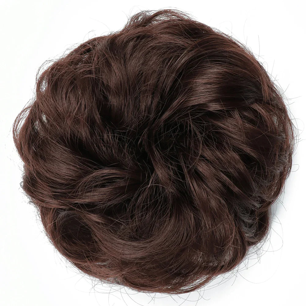 Azqueen Synthetic Messy Bun Chignon – Gray Brown Hair Bun Pad with Elastic Rope & Rubber Band Hair Extensions