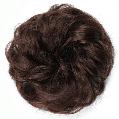Azqueen Synthetic Messy Bun Chignon – Gray Brown Hair Bun Pad with Elastic Rope & Rubber Band Hair Extensions