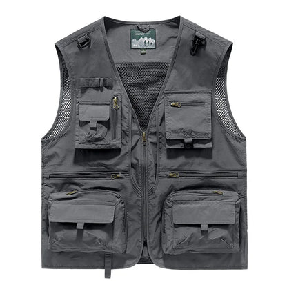 FGKKS Outdoor Leisure Vest Men's - Multi-Pocket Breathable Sports Coat - High-Quality Design for Men's Leisure Activities