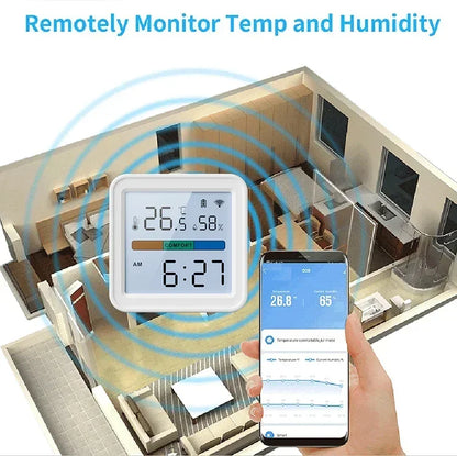 Tuya WiFi Temperature & Humidity Sensor — Smart Life Backlight Hygrometer Thermometer, Compatible with Alexa & Google Home
