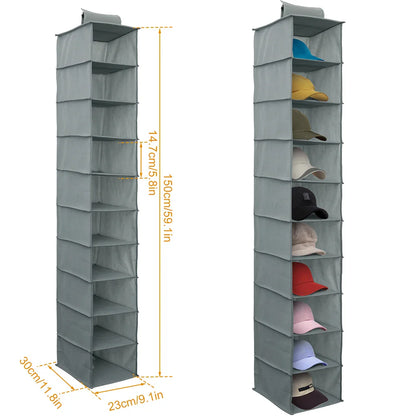 10-Layer Foldable Hanging Shoe Organizer – Non-Woven Space-Saving Shoe Rack for Home Bedroom Closet