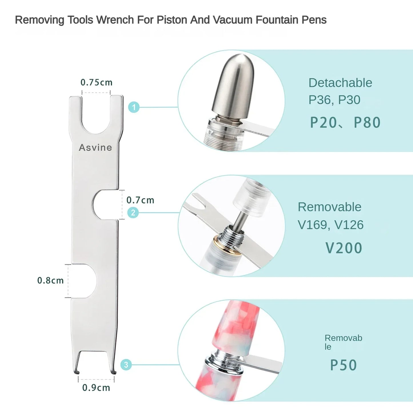 Multifunction Pen Removal Tool Wrench – For Asvine P20/P30/P36/P50/V169 Piston & Vacuum Fountain Pens, School & Office Stationery