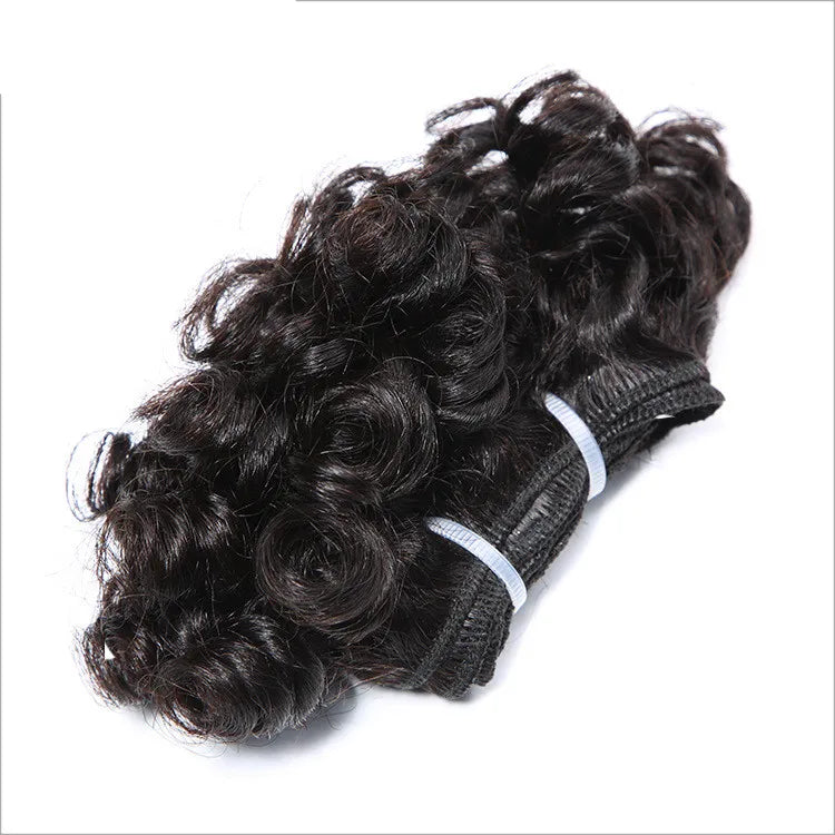 Code Calla Bouncy Curly Hair Bundles – Double Draw 6-inch Short Cut Remy Human Hair Extensions in Natural Black & Brown