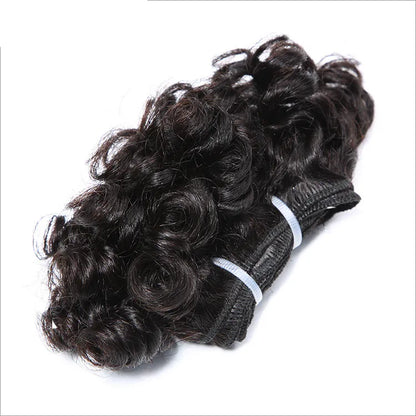 Code Calla Bouncy Curly Hair Bundles – Double Draw 6-inch Short Cut Remy Human Hair Extensions in Natural Black & Brown