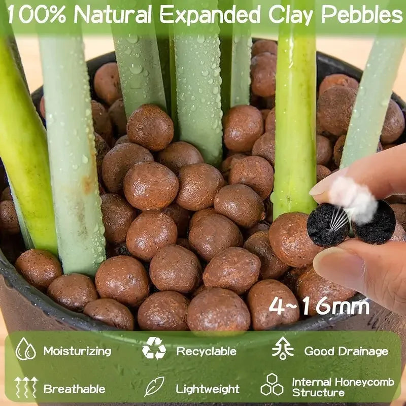1LB Reusable Hydroponic Clay Pebbles - Lightweight Natural Clay Balls for Gardening & Plant Growing
