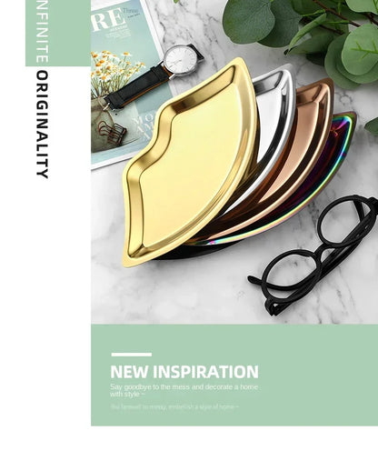 Korean Style Stainless Steel Lip-Shaped Jewelry Tray – Decorative Cosmetic & Jewelry Storage