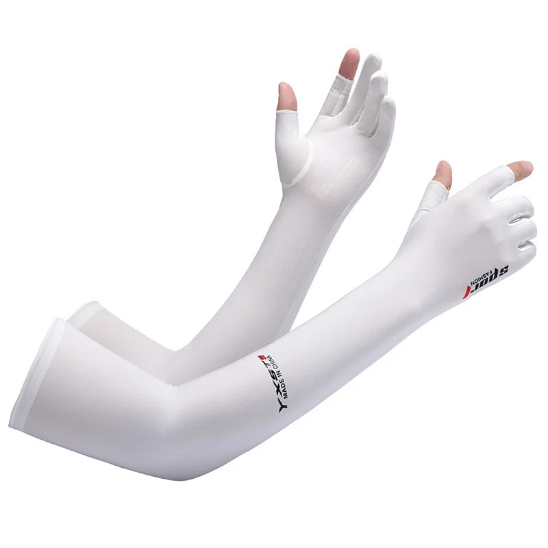 UV Solar Arm Sleeves - Men's Cycling Gloves Hand Long Sleeves, Summer Women's Cool Muff Sun Protection for Motorcyclists and Drivers