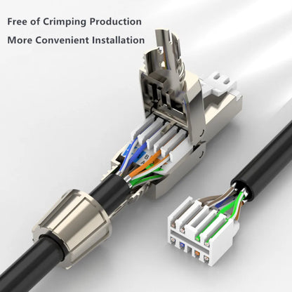 Cat6A/Cat7 RJ45 Connector — UTP/STP Toolless Network Plug | Shielded PoE Ethernet Modular Male Adapter