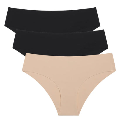 3PCS Sexy Seamless Low-Rise Women’s Underwear — Comfortable Invisible Solid Panties, Lingerie Briefs S-XL