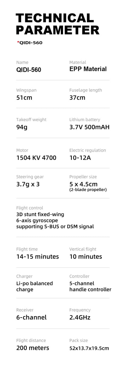 Qidi560 Moore M7 Off-Road RC Plane – 4CH Brushless Fixed-Wing Aircraft, EPP Foam, Remote Control Airplane Toy