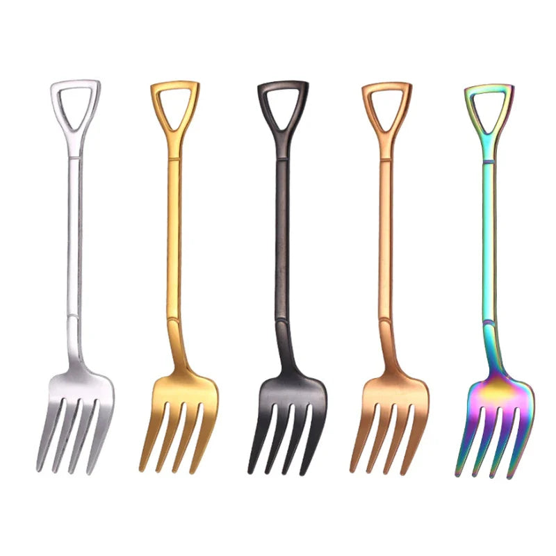 4PCS Stainless Steel Fruit & Dessert Forks - Creative Shape Tableware for Family Parties