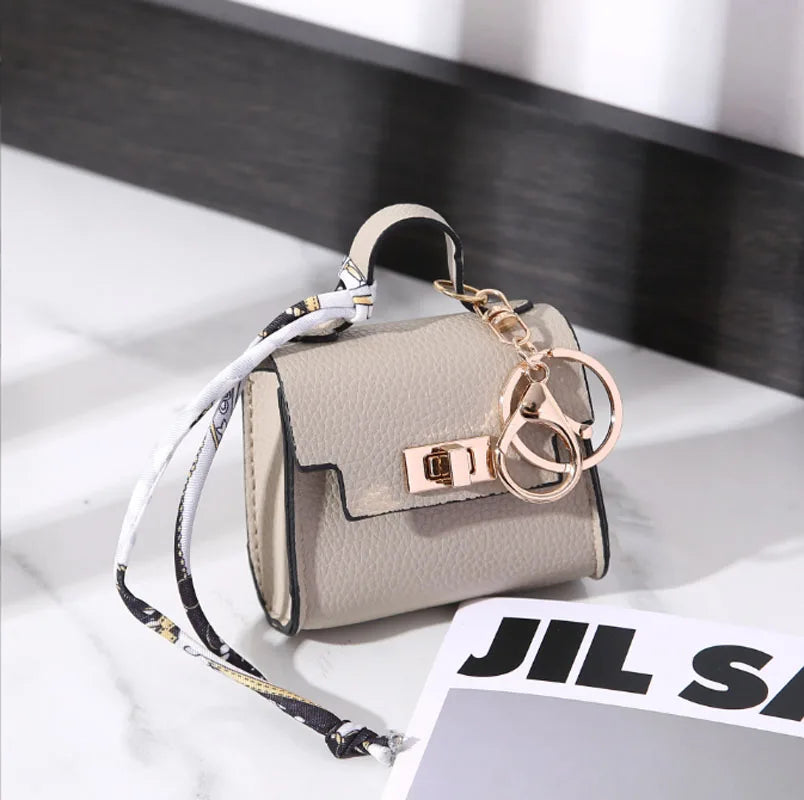 Luxury Mini Headphone Bag – Leather Purse Pendant Keychain for AirPods 2/3/4/Pro 2 and Galaxy Buds 3/3Pro