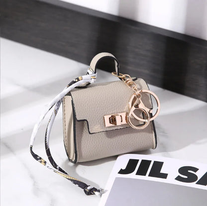 Luxury Mini Headphone Bag – Leather Purse Pendant Keychain for AirPods 2/3/4/Pro 2 and Galaxy Buds 3/3Pro