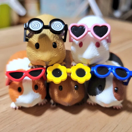 Guinea Pig with Sunglasses Blind Box – Cute Mini Anime Action Figure, Kawaii Desktop Decoration & Collectible Toy, Birthday Gift